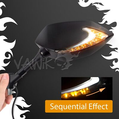 #ad VAWiK LUCIFER Black Mirror fits M8 10 DUCATI LED Serial Effect Turn Signals $170.00