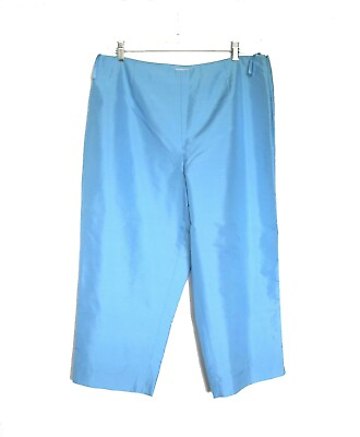 #ad $118 REAL CLOTHES Light Blue 100% Silk Women#x27;s Capri Pants Size 16 NWT $32.00