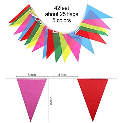 #ad Colored Flag Decor Banner Bunting Banner Durable For Party Wdeding Holiday Flags $15.05