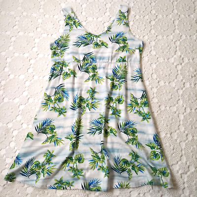 #ad Fresh Produce Sun Dress Knit Tropical Floral Print V Neck Sleeveless XL Women $24.99