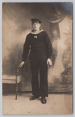 #ad SMS Bremen RPPC Sailor Studio Portrait WWI German Imperial Navy Sank 1915 V* $17.99
