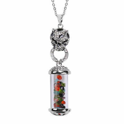 #ad Multi Colour Austrian Crystal Enamelled Pendant With Chain in Silver Tone GBP 6.99