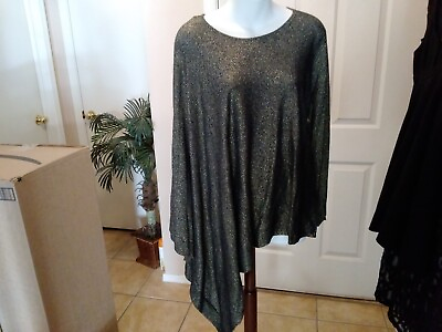 #ad Womans Top Anne Klein Size L Gray Christmas Holiday one sleeve poncho $14.00