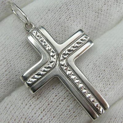 #ad SOLID 925 Sterling Silver Cross Pendant Necklace Engraving Pattern Filigree $20.99