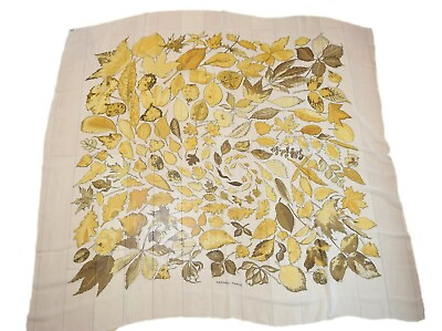 #ad Hermes Shawl Tourbillon 140 cm Chiffon Silk mousseline leaf 56quot; Scarf Stole $698.00
