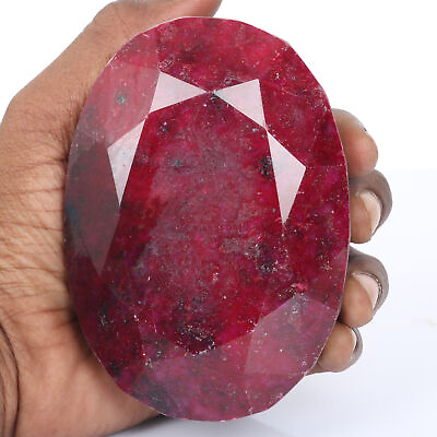 #ad Loose Large Red Ruby 592 Ct. Natural Oval Cut Faceted Color Enhanced Gemstone $41.29
