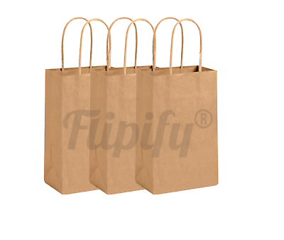 Small Kraft Paper Party Shopping Gift Bags with Handles Retail 6.25x3.5x8 $13.49