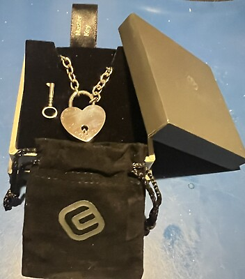 #ad Eternity Necklace w Heart Lock Bright Polished Stainless Steel $85.00