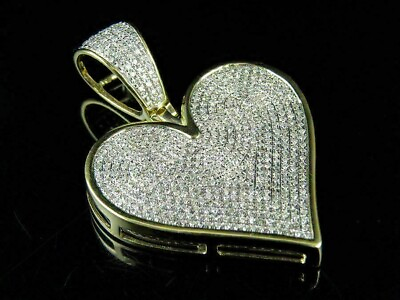 #ad 3Ct Round Cut Lab Created Diamond Heart Shape Pendant 14K Yellow Gold Plated $215.99