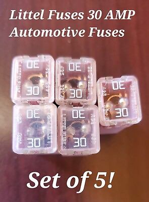 #ad ⚡ Littel Fuse 30 AMP Set of 5 Female Cartridge Style Pink $18.98