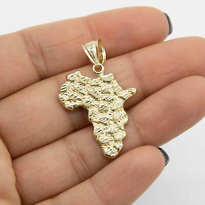 #ad 1 1 2quot; Nugget Charm Pendant Real Solid 10K Yellow Gold $109.99