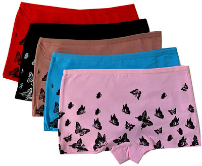 #ad Lot 5 Boyshorts Panties Cotton Underwear Womens Ladies Girls #6489 $10.99