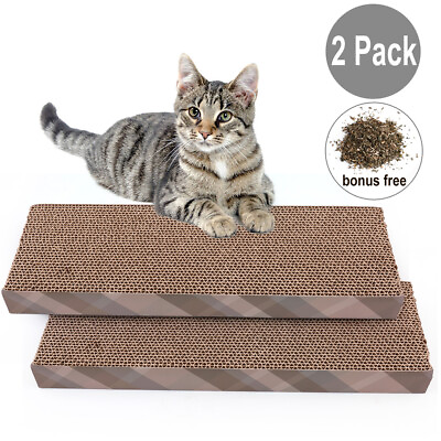#ad 2x Cat Scratch Cardboard Catnip Scratching Pad Scratcher Lounge Sofa Bed Post $10.44