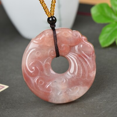 #ad China Jade Hand Carving Animal Two sided Carve Antiquity Dragon Pendant金丝玉 $18.00