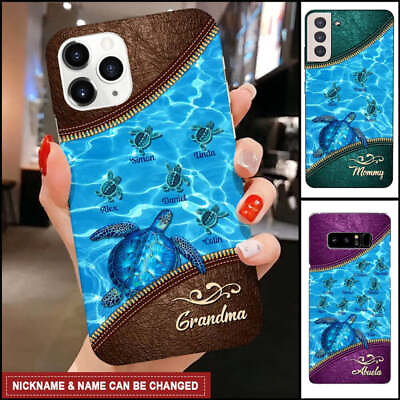 #ad Customized Turtle Grandma Mom Mothers Day Gift Leather Seamless Phone Case $24.99