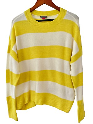 #ad Vince Camuto Yellow White Stripe Knit Sweater Long Sleeve Womens M $20.00