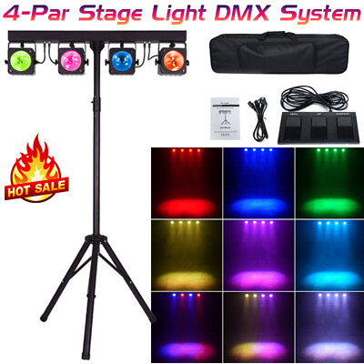 #ad Stage Par Light LED DJ Lights w Stand Package Stage Light System DMXamp; Controller $299.99