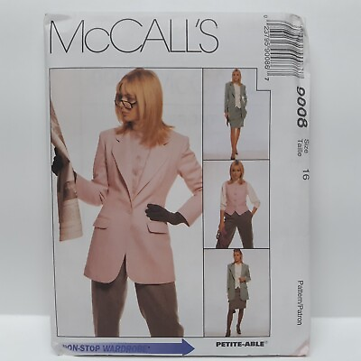 #ad NEW Vintage McCalls Sewing Pattern 9008 Womens Lined Jacket Vest Pants Sz 16 $4.74