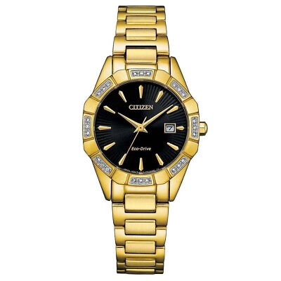 #ad Citizen Eco Drive 28 mm Gold Stainless Steel Case with Gold Stainless Steel... $77.99