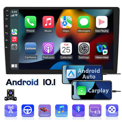 #ad 10.1” 2 Din Car Stereo Android 12 Apple CarPlay GPS WiFi Touch Screen Radio Play $125.00