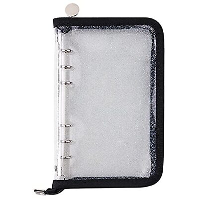 #ad Standard 6 Ring Glitter Zipper Soft PVC Notebook Cover Protector Round Clear $19.94