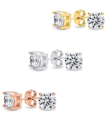 #ad 3PC Solid 925 Sterling Silver Round Crystal CZ Cubic Zirconia Studs Earrings Set $8.99