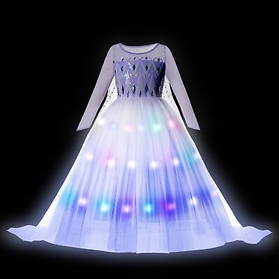 Disney Inspired Frozen Queen Elsa Dress Kids Girl Costume Cosplay LED Lights 2T $25.99