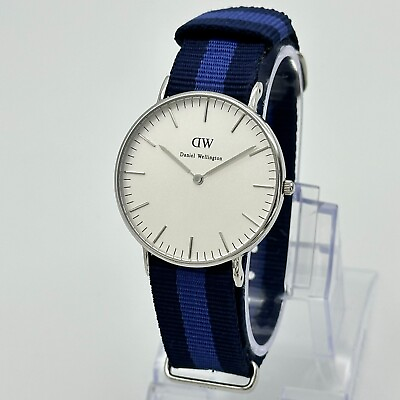 #ad Unworn Unisex DANIEL WELLINGTON Classic NATO Style Blue Striped Band 36mm Watch $59.99