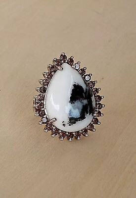 #ad Paul Deasy quot;The Gem Insiderquot; White Buffalo and Smoky Quartz Ring Sterling Size 6 $69.00