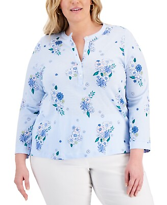 #ad #ad MSRP $41 Style amp; Co Plus Size Knit Henley Top Blue Size 3X $8.97