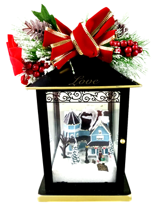 #ad NWT Bradford Exhange THOMAS KINKADE Christmas Illuminated Lantern LOVE $35.99