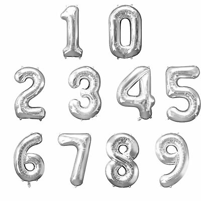 #ad 40quot; Giant Foil Number Balloons Silver Giant Balloons Party decoration GBP 3.49
