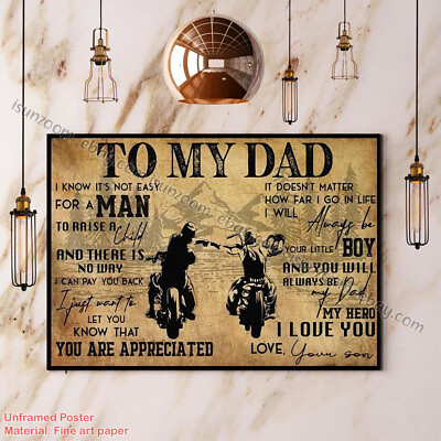 #ad Biker Son To My Dad My Hero I Love You Paper Poster No Frame Wall Art Decor $14.50
