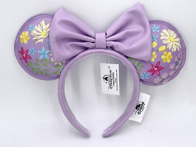 #ad Loungefly Disney Mickey Anniversary Purple Flower Headband Minnie Ears 2023 $15.39