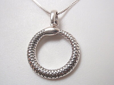 #ad Snake Pendant 925 Sterling Silver with Authentic Looking Skin $16.99
