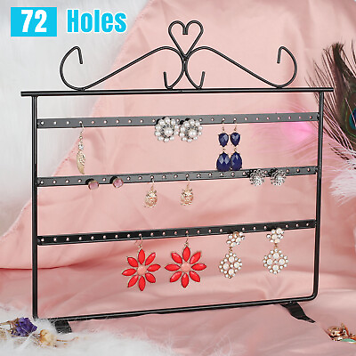 #ad Earring Necklace Organizer Rack Jewelry Display Stand 3 Tier Metal Shelf Holder $14.48