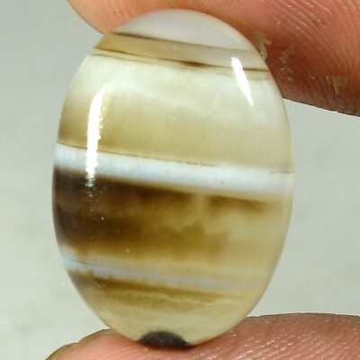 #ad 100% Natural Banded Agate Oval Cabochon Nice Gemstones 18.90Cts 16x 22x 06mm $6.99
