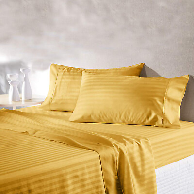 #ad Gorgeous Bedding 1000 1200 TC Egyptian Cotton Choose Item Gold Stripes $53.99