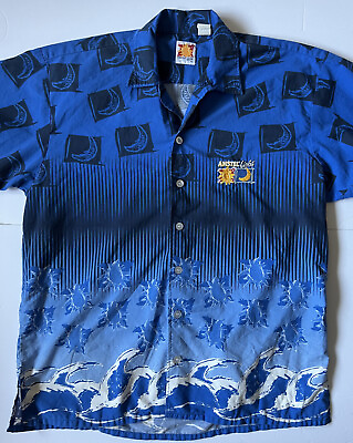 #ad Vintage AMSTEL LIGHT BEER Men#x27;s Hawaiian Beach Button Up Shirt X Large XL $19.99