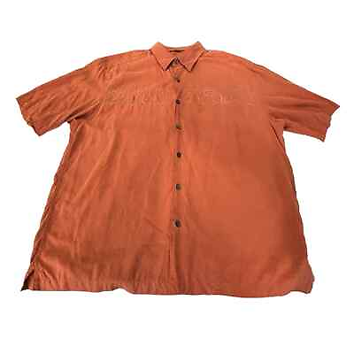 #ad AXIS LA Men’s Burnt orange SS 100 % silk wine casual button front shirt Size XL $25.00