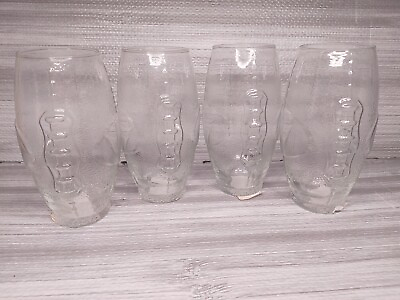 COOL Set Of 4 NEW Football Shaped Glass Tumblers 23oz Beer Glasses. Made USA $22.50