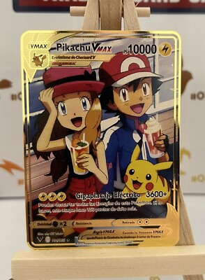 #ad Pokemon Gold Metal Card Pikachu Ash Fun Art Card Best Gift Pokemon Collectors GBP 9.80