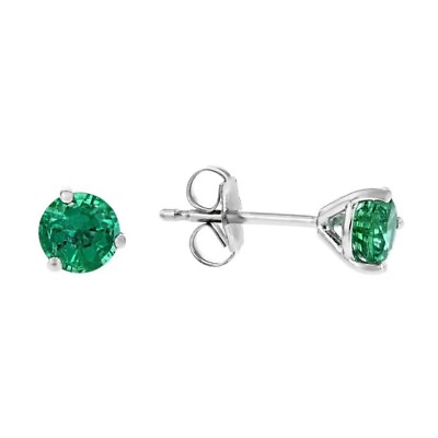 #ad Natural 2.00 Ct Emerald Certified 14K Earrings White Gold Green Gemstone Studs $299.99
