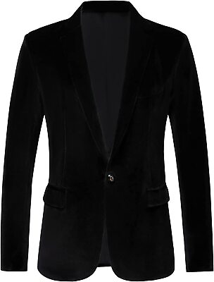 #ad RONGKAI Mens Velvet Blazer Slim Fit Fashion Suit Jacket for Wedding Prom Dinner $82.48