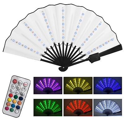 #ad Gexmil Party LED Glowing Colorful Chinese Hand Held Folding Fan with Remote C... $38.67