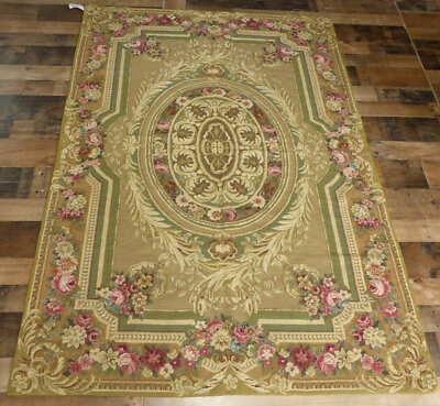 #ad 4#x27;x6#x27; Stunning French Aubusson floral chic hand knotted wool Needlepoint rug $353.40