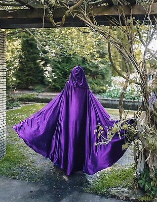 #ad Plush Hooded Robe Cloak Versatile Velvet Cape One Size Fits Most Purple $15.00