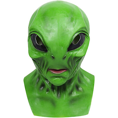 #ad Bizarre Horrific Scary Alien Mask Latex Green Head for Halloween Cosplay Costume $16.99