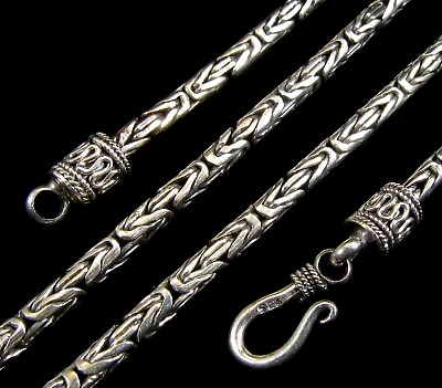 #ad 3MM Handmade Solid 925 Sterling Silver Balinese BYZANTINE Chain Necklace Bali $54.71