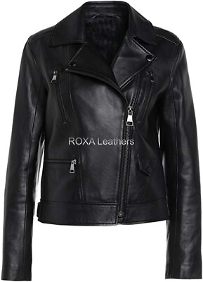 #ad HOT Women Outwear Genuine Lambskin Real Leather Jacket Collared Black Party Coat $131.12